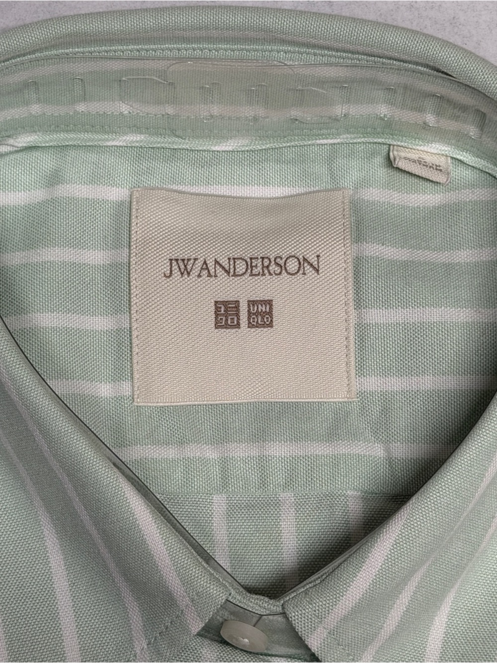 UNIQLO JW ANDERSON Womans Oxford Boxy S/S Button Up Shirt Sz Small Green Striped - Picture 2 of 8